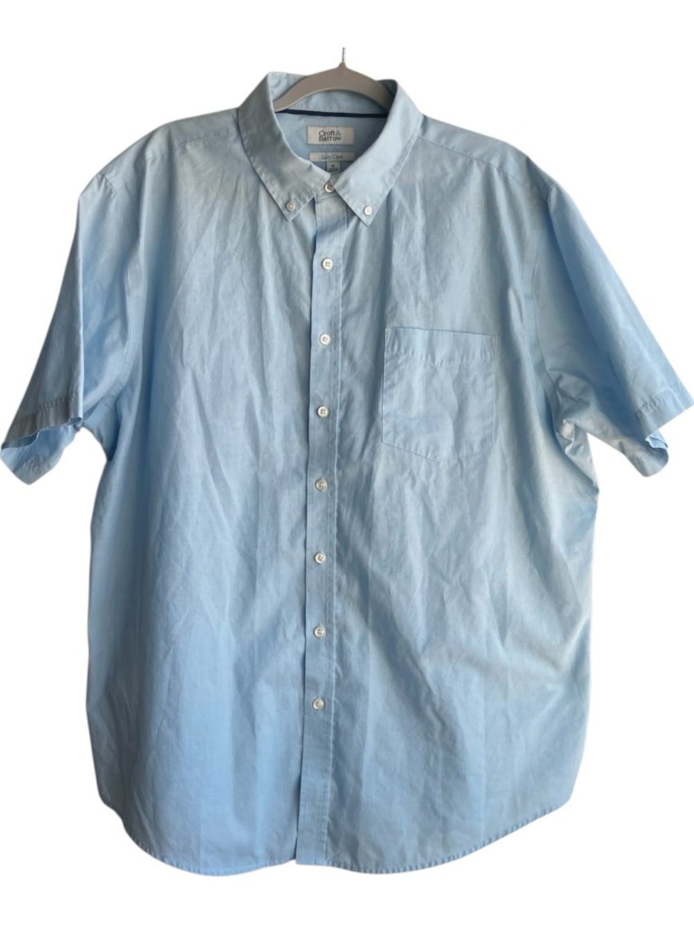 🔥Croft & Barrow Men’s Light Blue Casual Button-Down Short Sleeve Shirt- Size XL